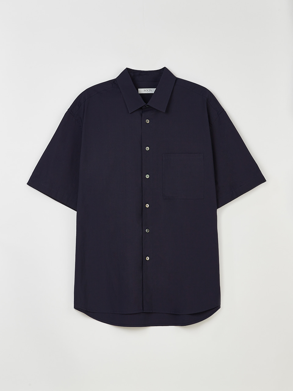 Washer Cotton Half Shirt (Navy)