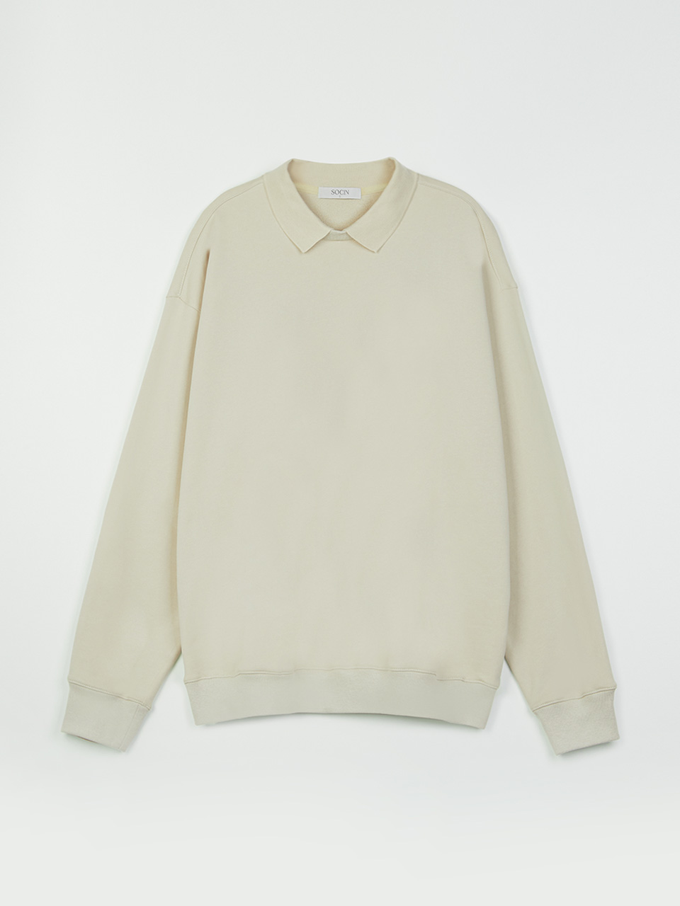 Soft Cotton Collar Sweatshirt (Beige)