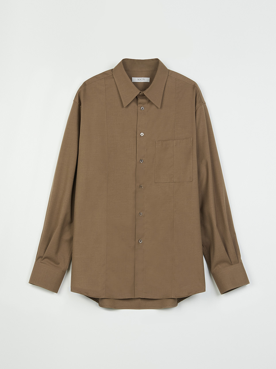Wool Blended Pintuck Shirts (Brown)