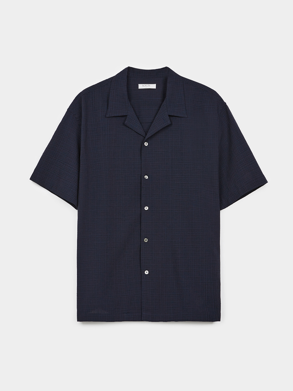 [5/25 예약배송] Crinkled Voile Half Shirts (Navy)
