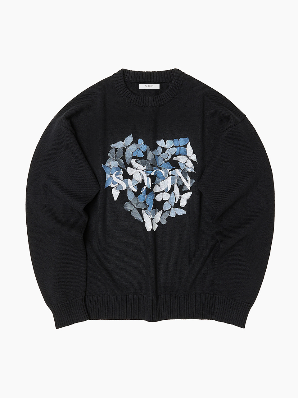 Abstract Butterfly Printed Knit (Black)