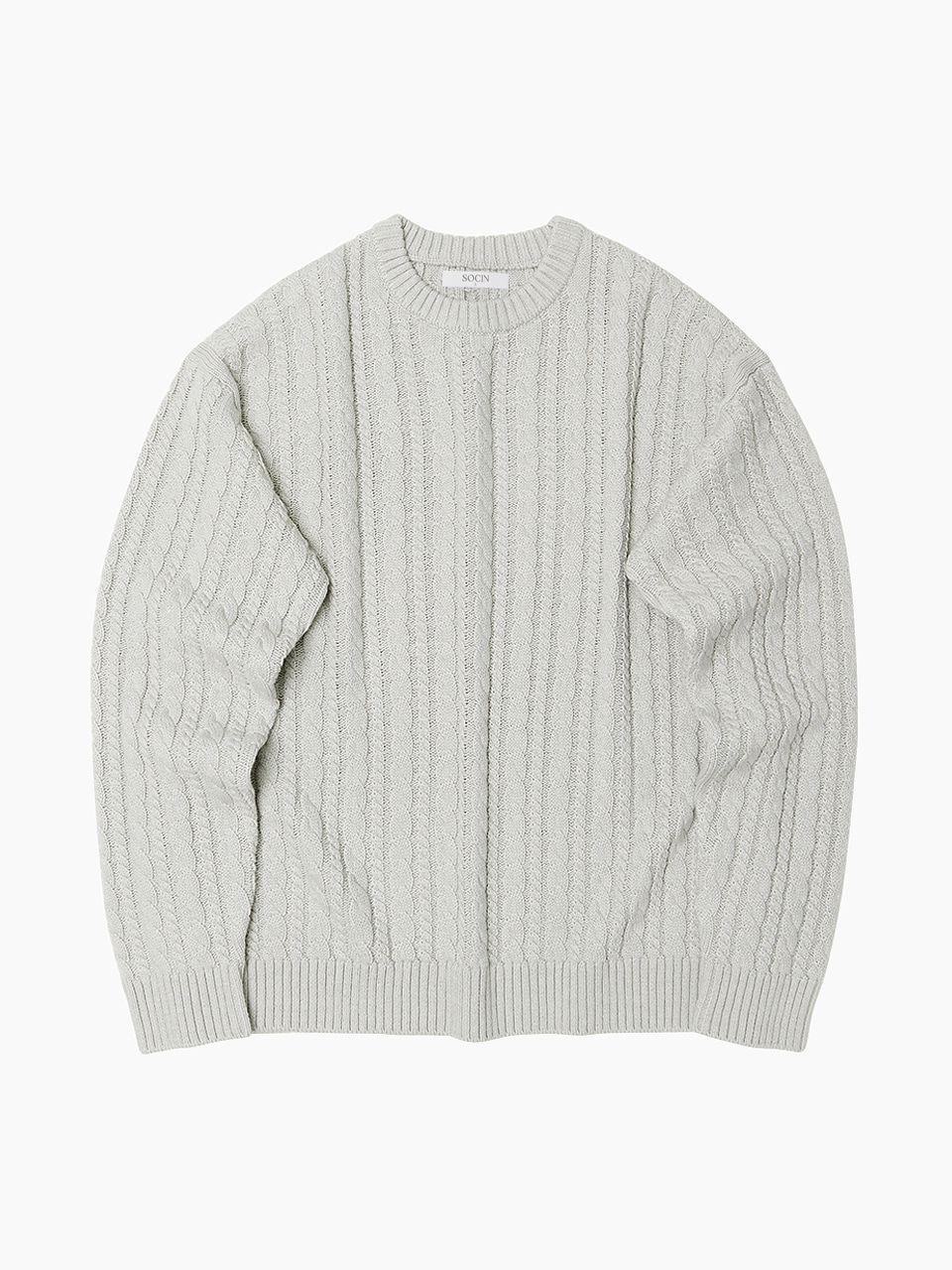 Mild Wool Cable Knit (Light Gray)