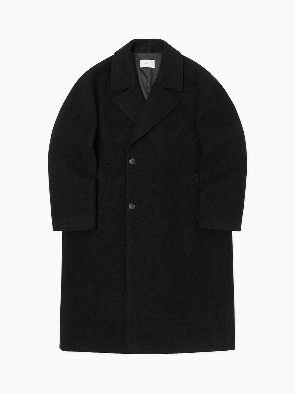 Wool Boucle Half Double Coat (Black)