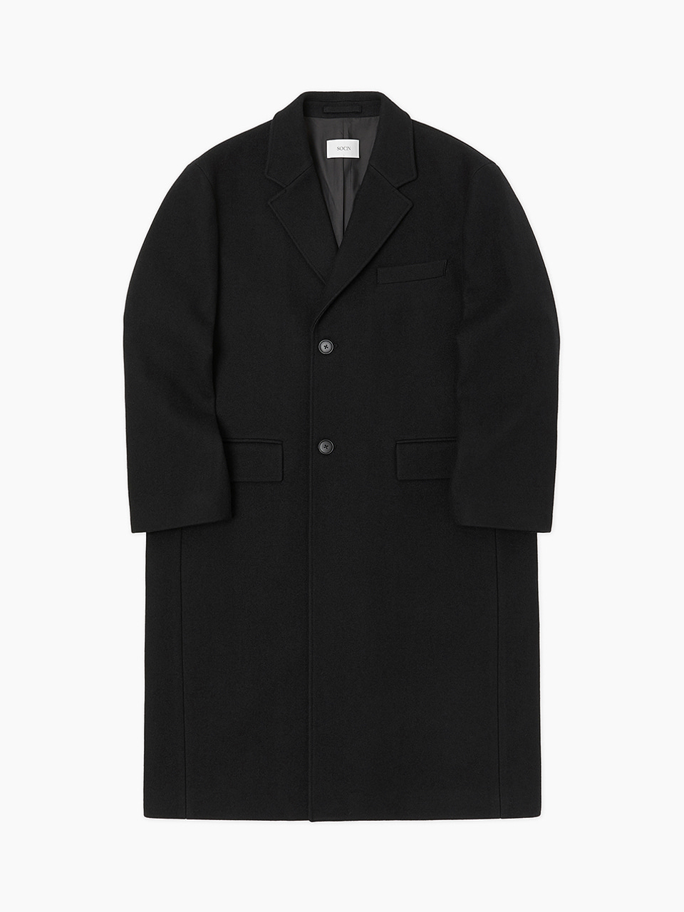 Melton Wool Chester Coat (Black)