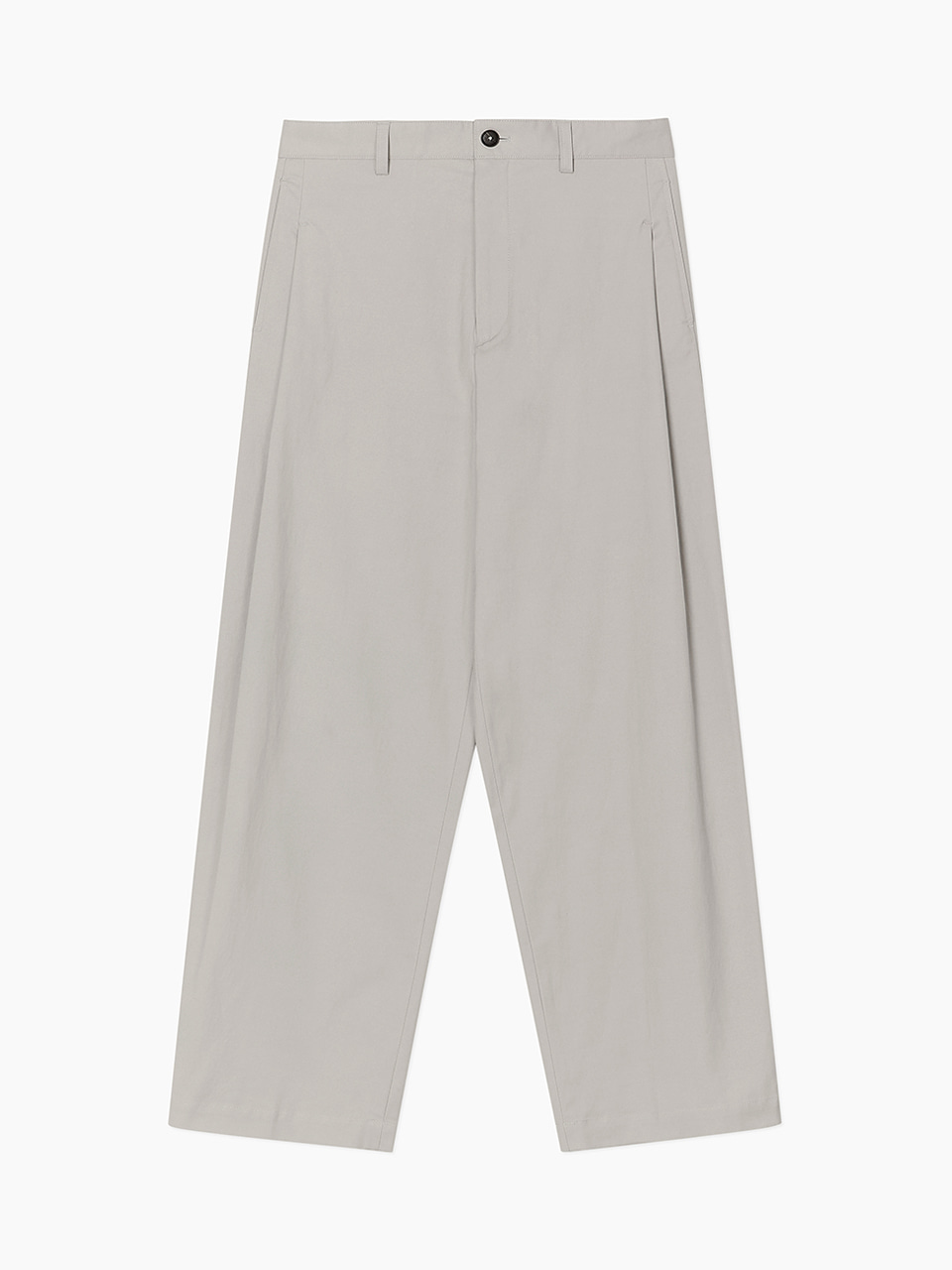 Twill Cotton Side Tuck Pants (Gray)