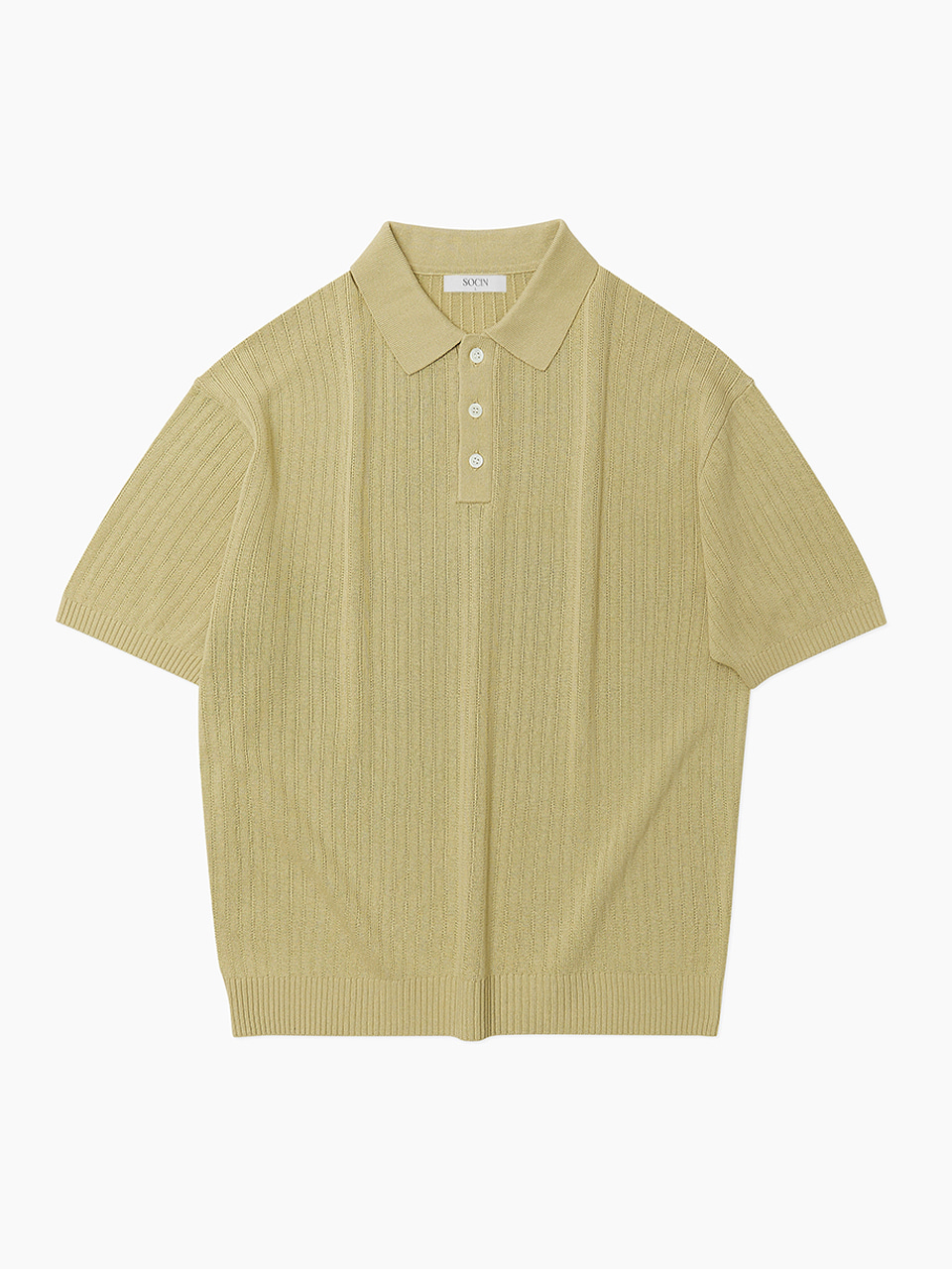 Freeze Linen Collared Half Knit (Olive)