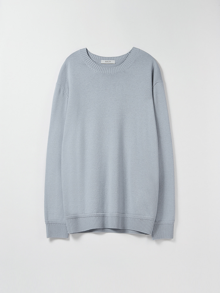 Essential Pure Wool Knit (Blue Grey)