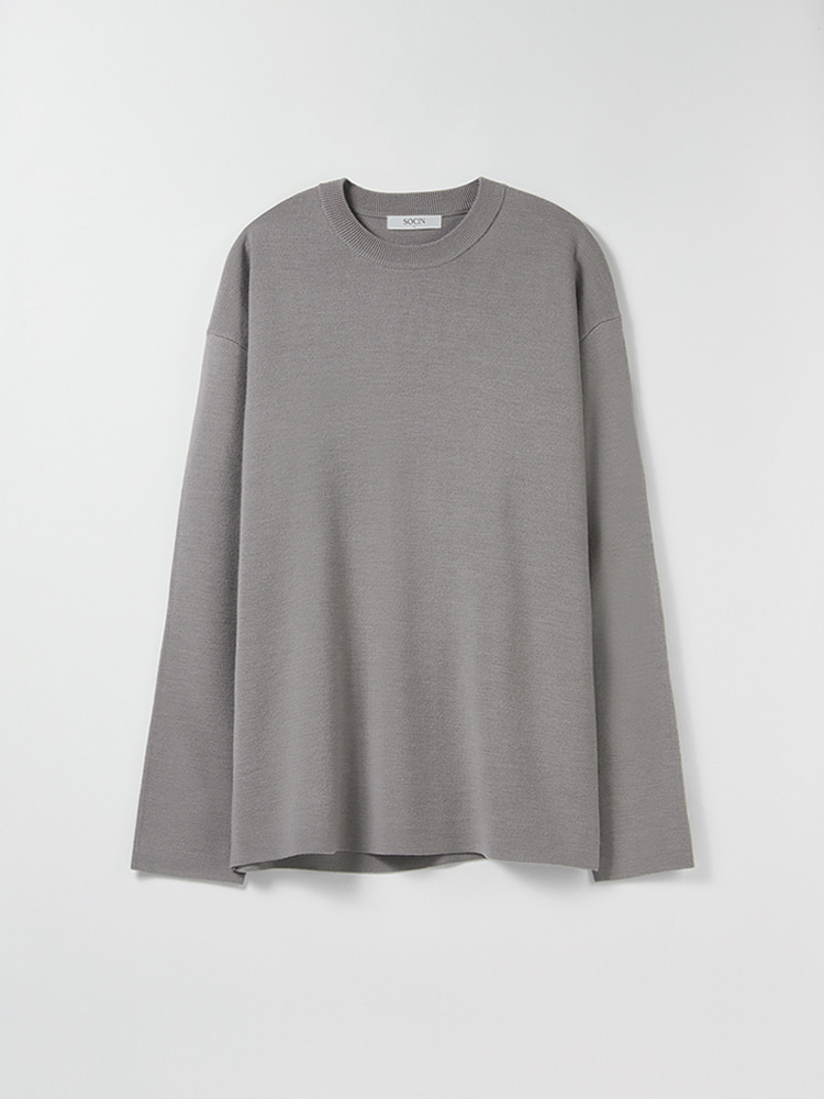 Cashmere Minimal Cutting Knit (Khaki Grey)