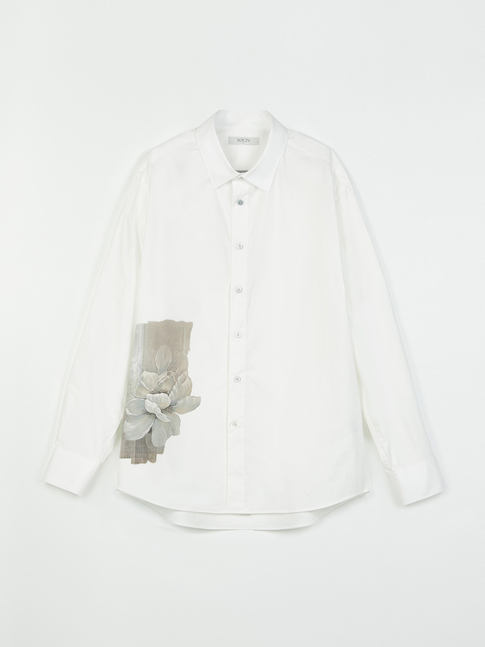 Abstract Flower Cotton Shirts (White)