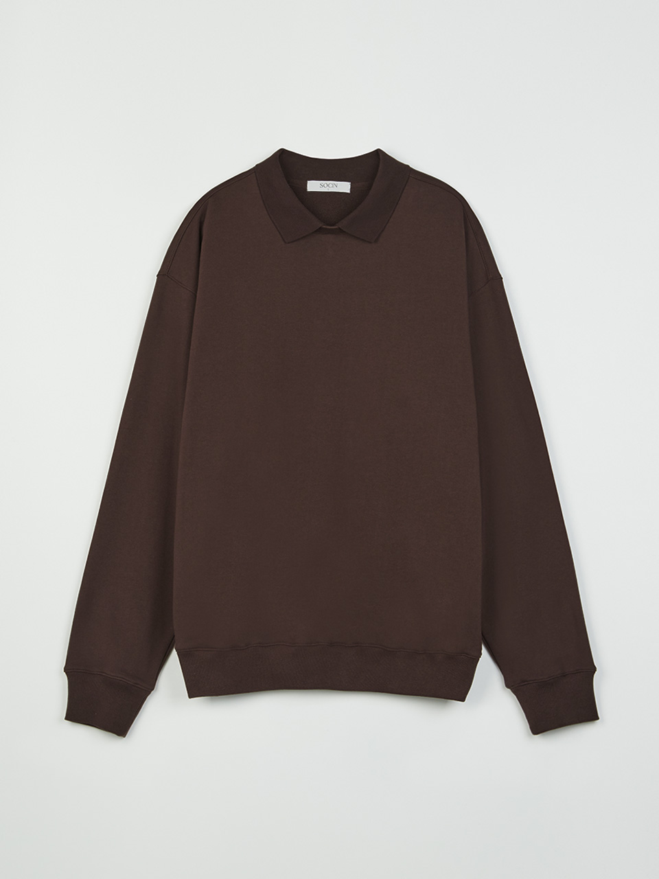Soft Cotton Collar Sweatshirt (Brown)