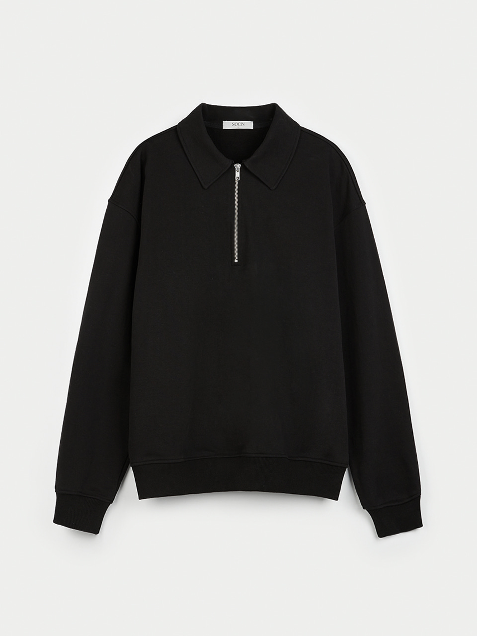 Collared Half Zip Sweatshirts (Black)
