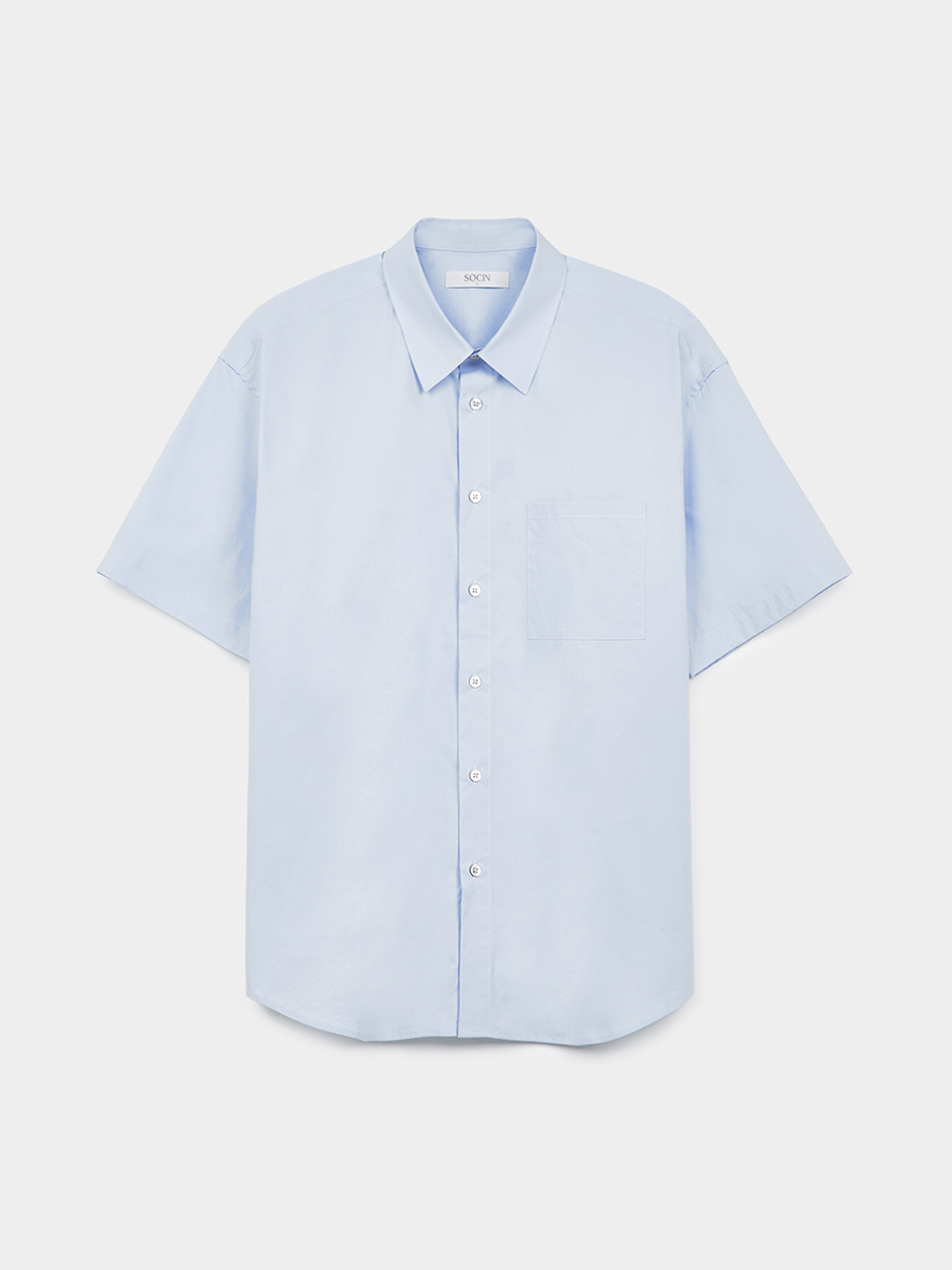 [5/25 예약배송] Washer Cotton Half Shirts (Sky Blue)