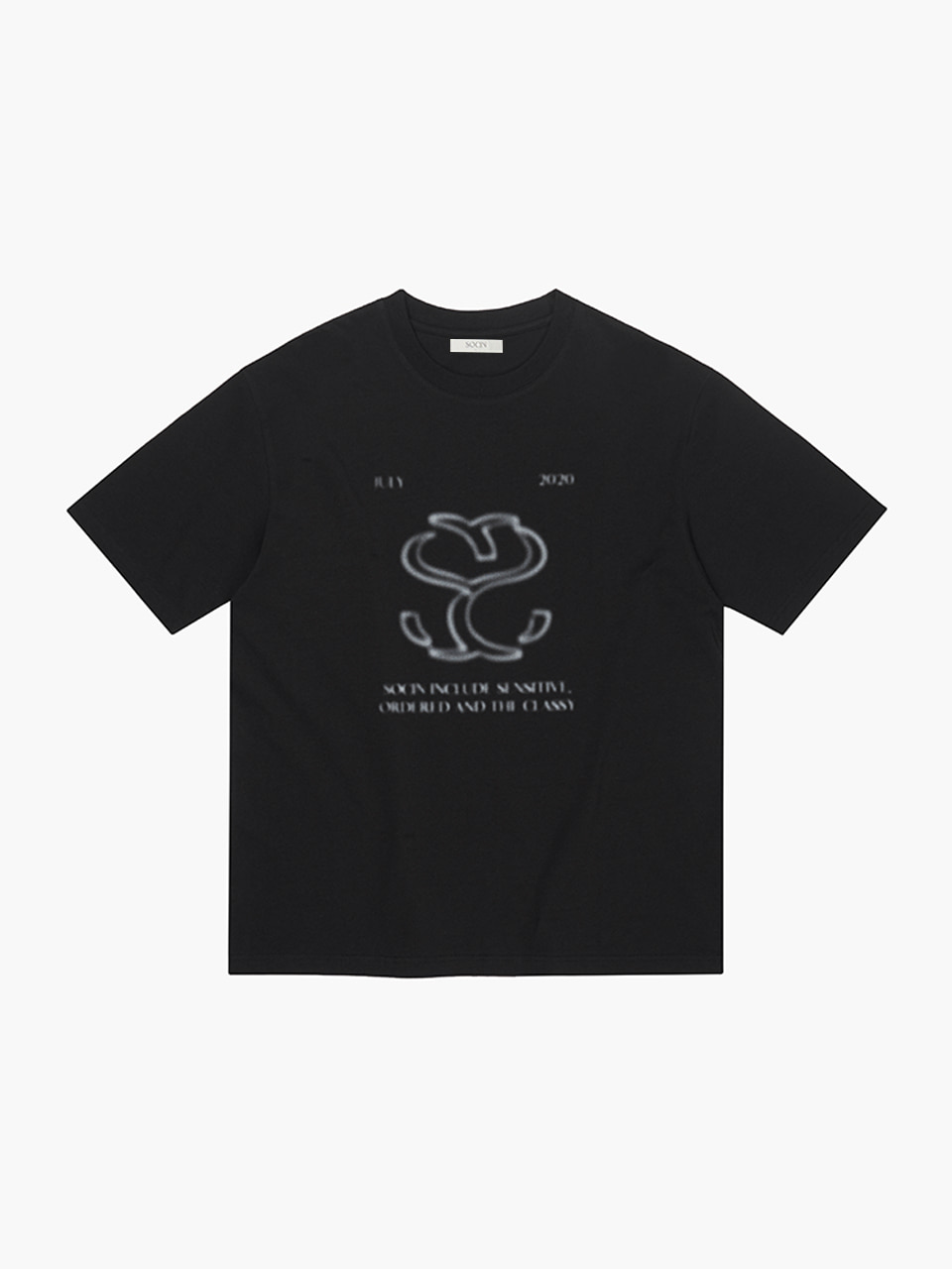 Blurred Logo Printed Half T-shirts (Black)