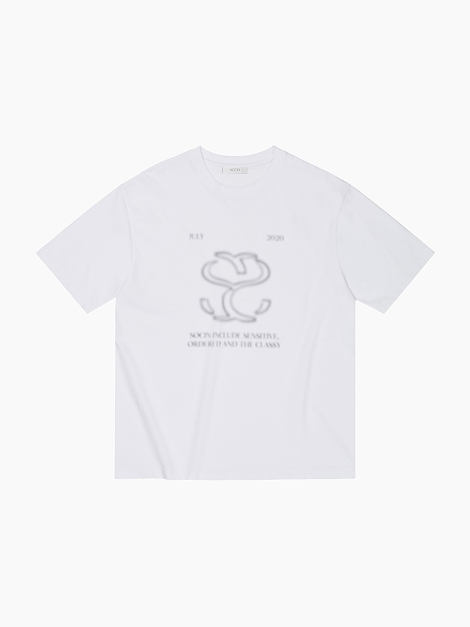 Blurred Logo Printed Half T-shirts (White)